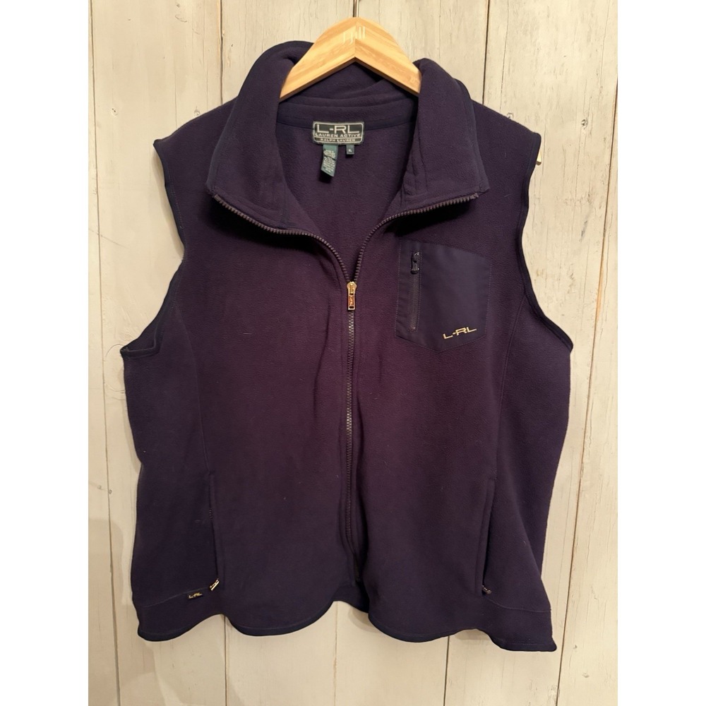 LAUREN Ralph Lauren Active LRL Zip‎ Up Fleece Vest Women's XL Navy Blue